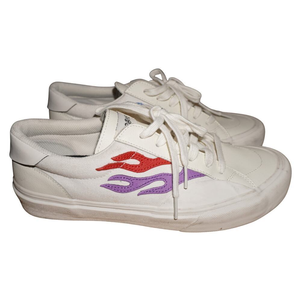 STRAYE Venice Flame Low Top Sneakers White Red Purple Skate Shoes Men’s 11